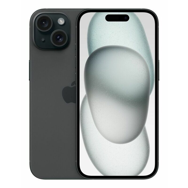 Apple iPhone 15, 256 GB, Black – front and back view