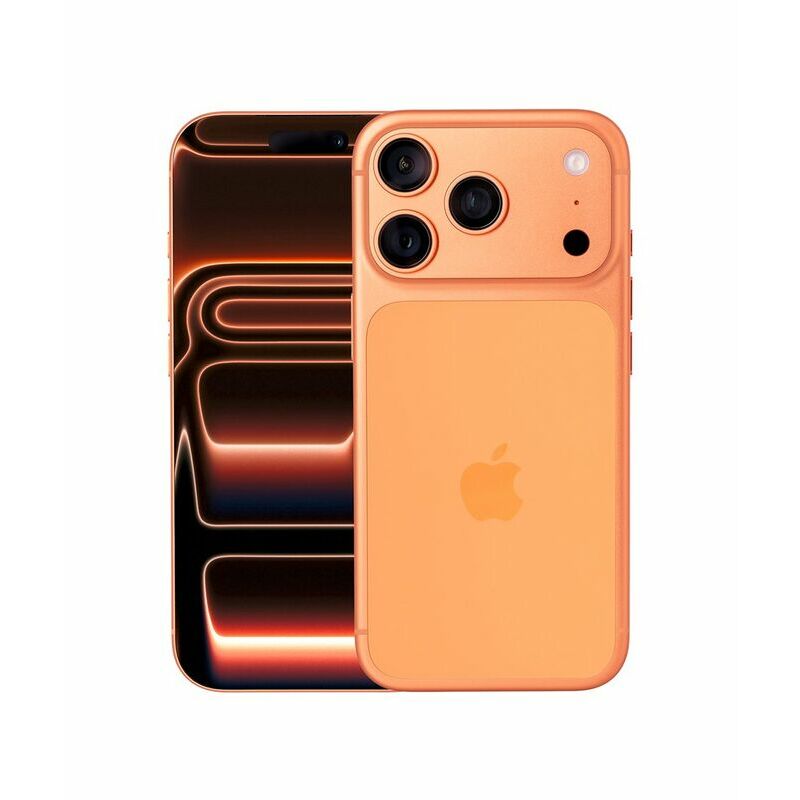 Apple iPhone 17 Pro Max, 1 TB, Cosmic Orange – front and back view
