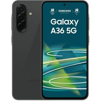 Samsung Galaxy A36 5G, 256 GB, Black – front and back view