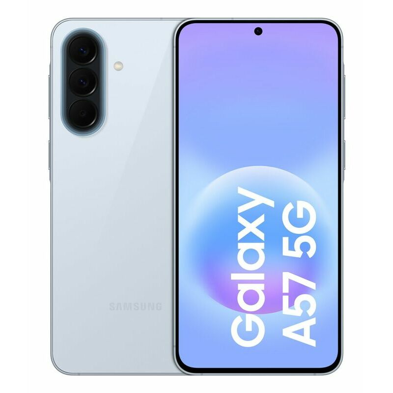Samsung Galaxy A57 5G, 128 GB, Blue – front and back view