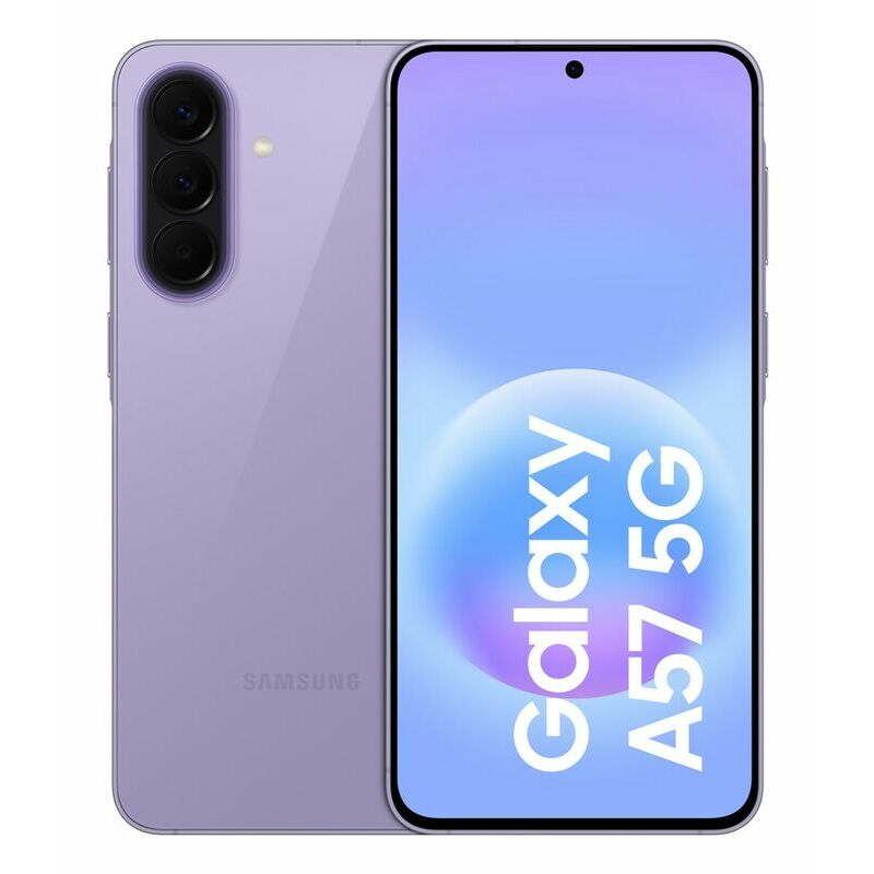 Samsung Galaxy A57 5G, 256 GB, Lilac – front and back view